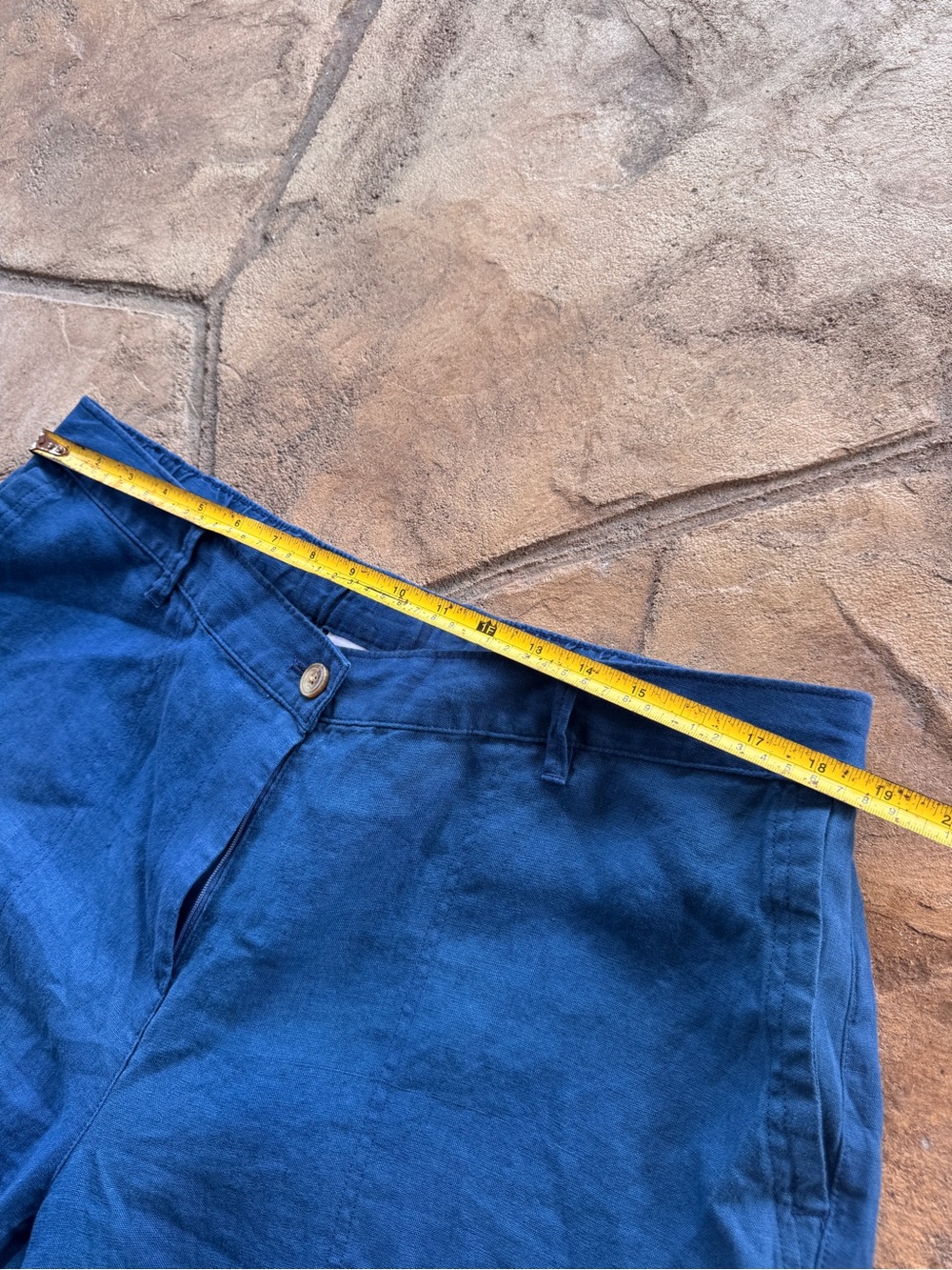 J. Jill Love Linen XL Blue 100% Linen Cropped Pants Elastic Waist - Picture 8 of 13